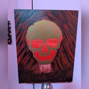 Abstract Golden Skull Original Artwork